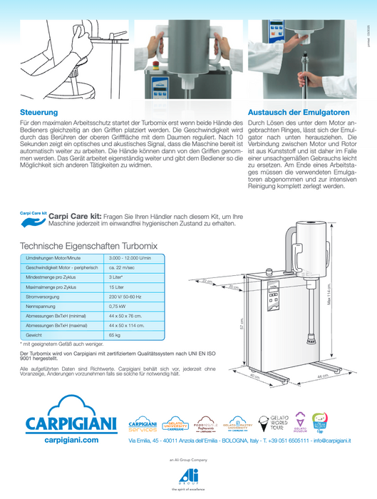 Carpigiani Turbomix: Your professional mixer & emulsifier for perfect ice cream mixes