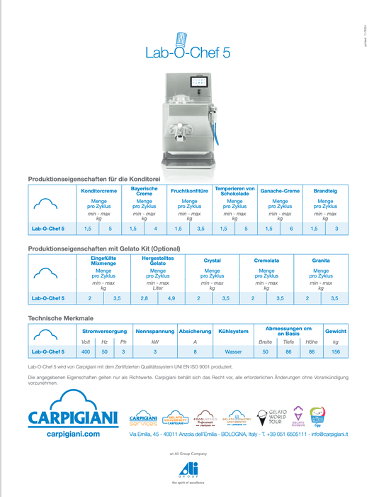 Carpigiani Lab - O - Chef 5: Your table - Multifunctional machine for pastry shops, restaurants, and ice cream parlors - krae - shop.com