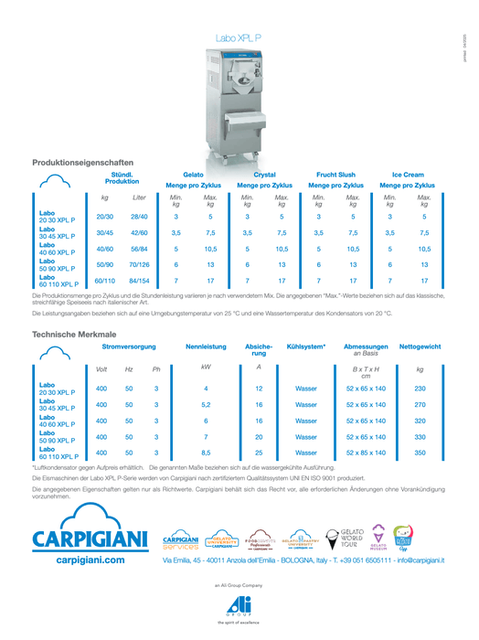 Carpigiani Labo XPL - P: Robust professional ice cream maker for perfect ice cream - krae - store.com