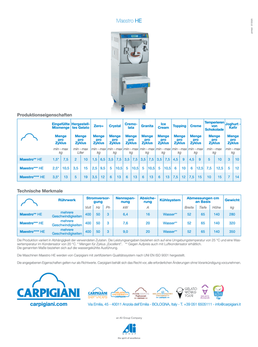 Carpigiani Maestro HE: Master class for gelato & patisserie - krae - store.com