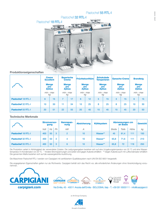 Carpigiani Pastochef RTL - I: Your precision cream stove with inverter - krae - store.com
