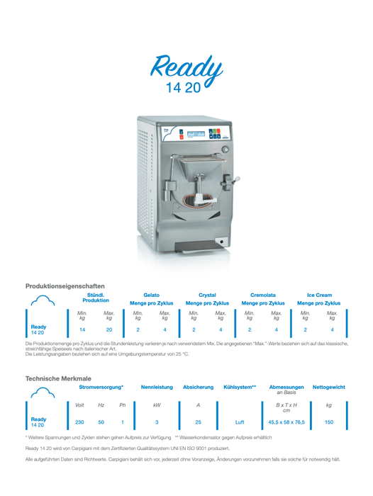 Carpigiani Ready 14/20: Your professional table-top appliance for fresh gelato - krae - store.com