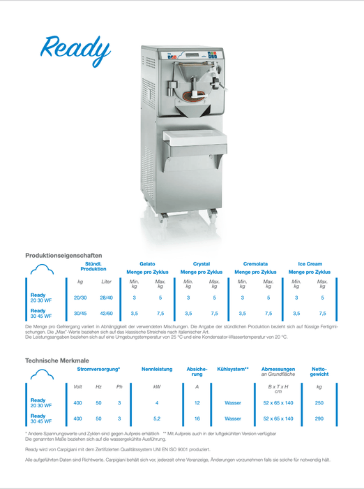 Carpigiani Ready WF: Compact ice cream maker with cooking function - krae - store.com