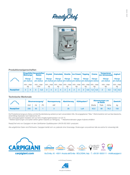 Carpigiani ReadyChef 14/20: Your combi - professional for ice cream & creams - krae - store.com