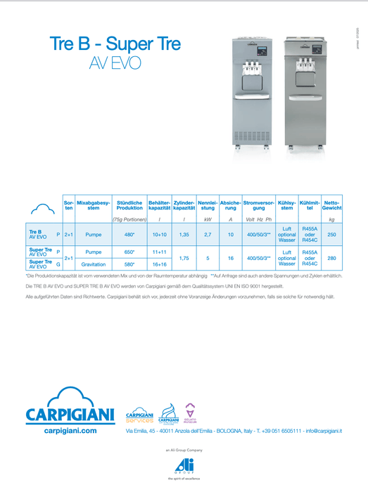 Carpigiani Super Tre BP AV Evo & Tre BP AV Evo: Your top soft ice cream machines - krae - store.com
