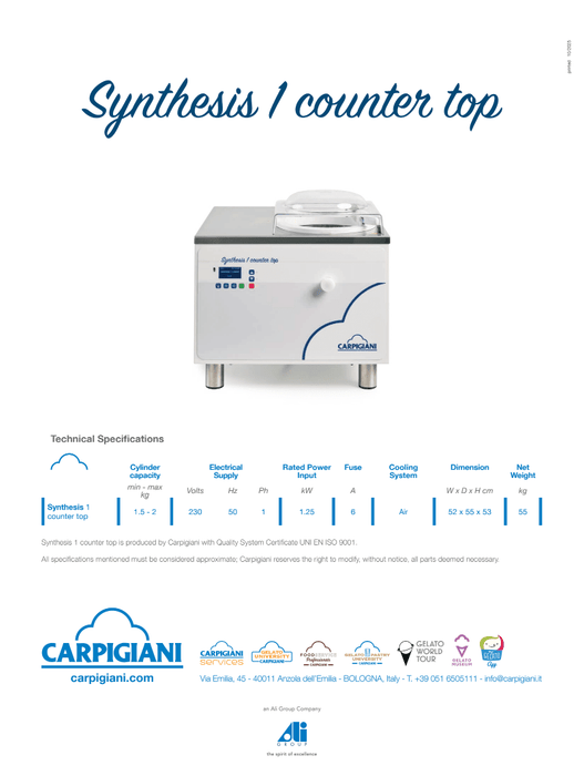 Carpigiani Synthesis table-top ice cream machine: The revolutionary system solution for fresh gelato right in front of the customer - krae - shop.com