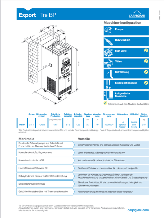 Carpigiani Tre BP Export: Your soft ice cream machine with top price - performance - krae - store.com
