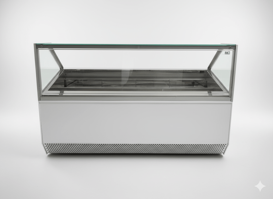 Used ISA MILLENNIUM ST 220 Gelato PRO ice cream display case - top condition (W 220 x D 110 x H 135 cm) - krae - store.com